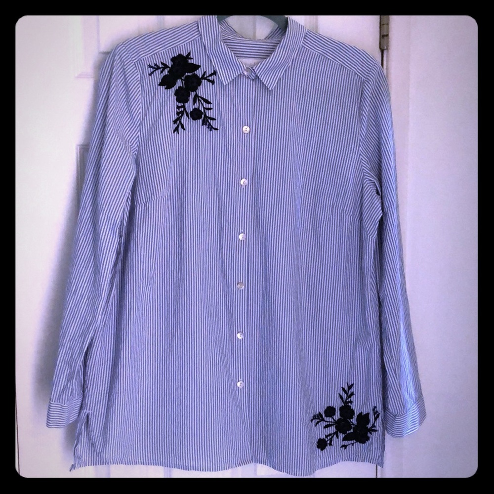 JJill cotton striped shirt/ NWOT/ size M/ NWOT